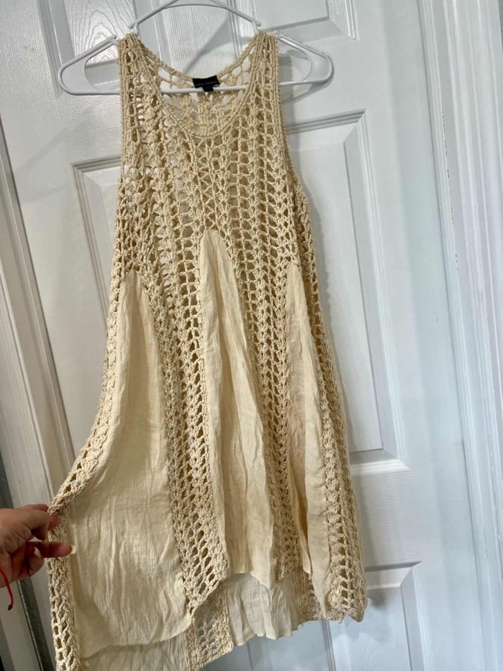Coco + Carmen Cream Crochet and Gauze Swim Coverup